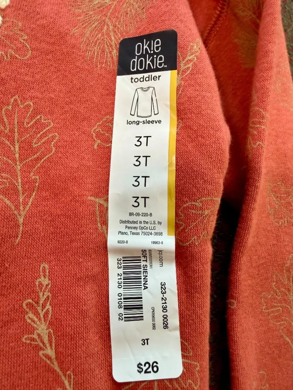 NWT Okie Dokie 3T Rust Fall Leaves Chenille EXPLORE Crewneck Sweatshirt